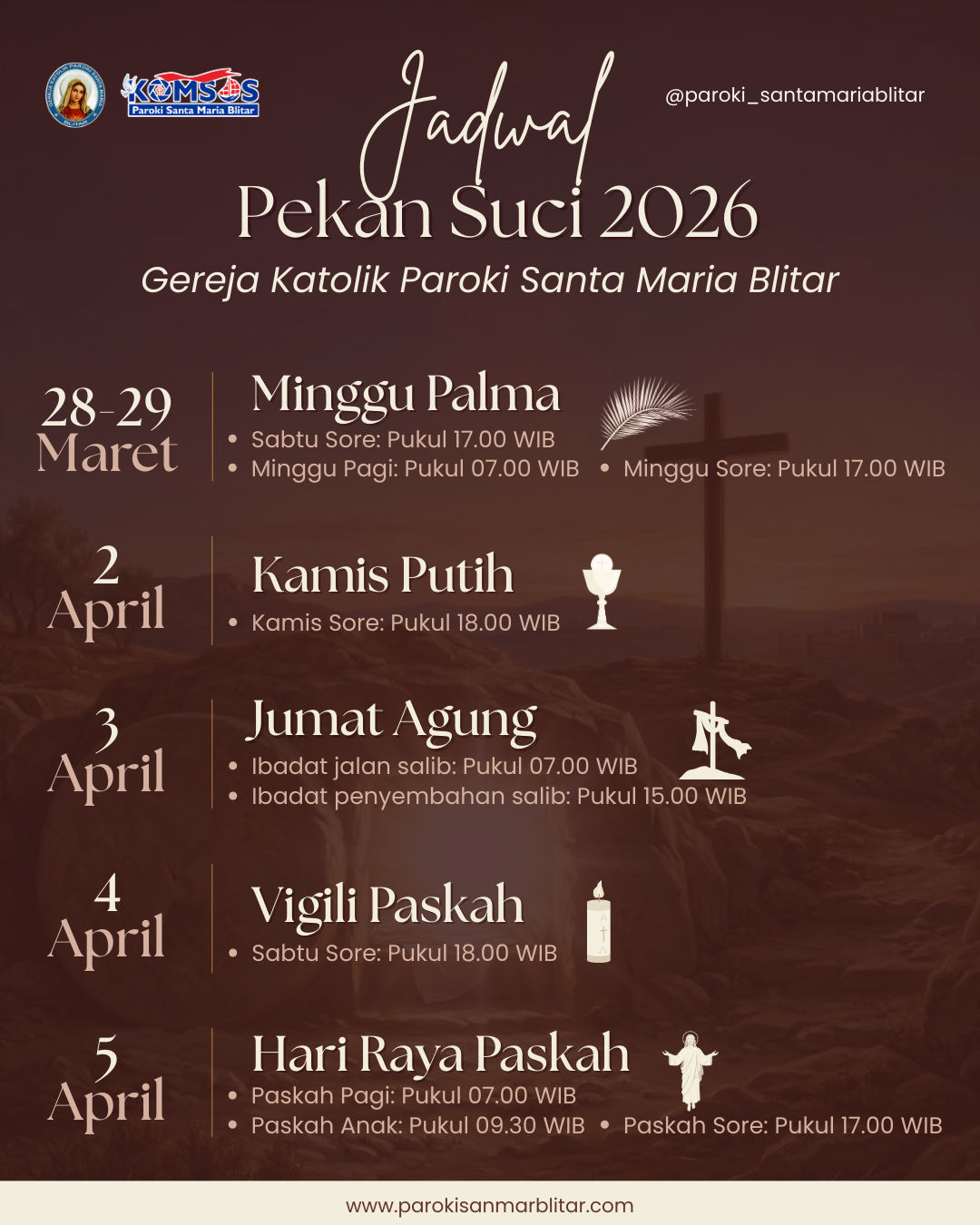 Jadwal Misa Pekan Suci 2026