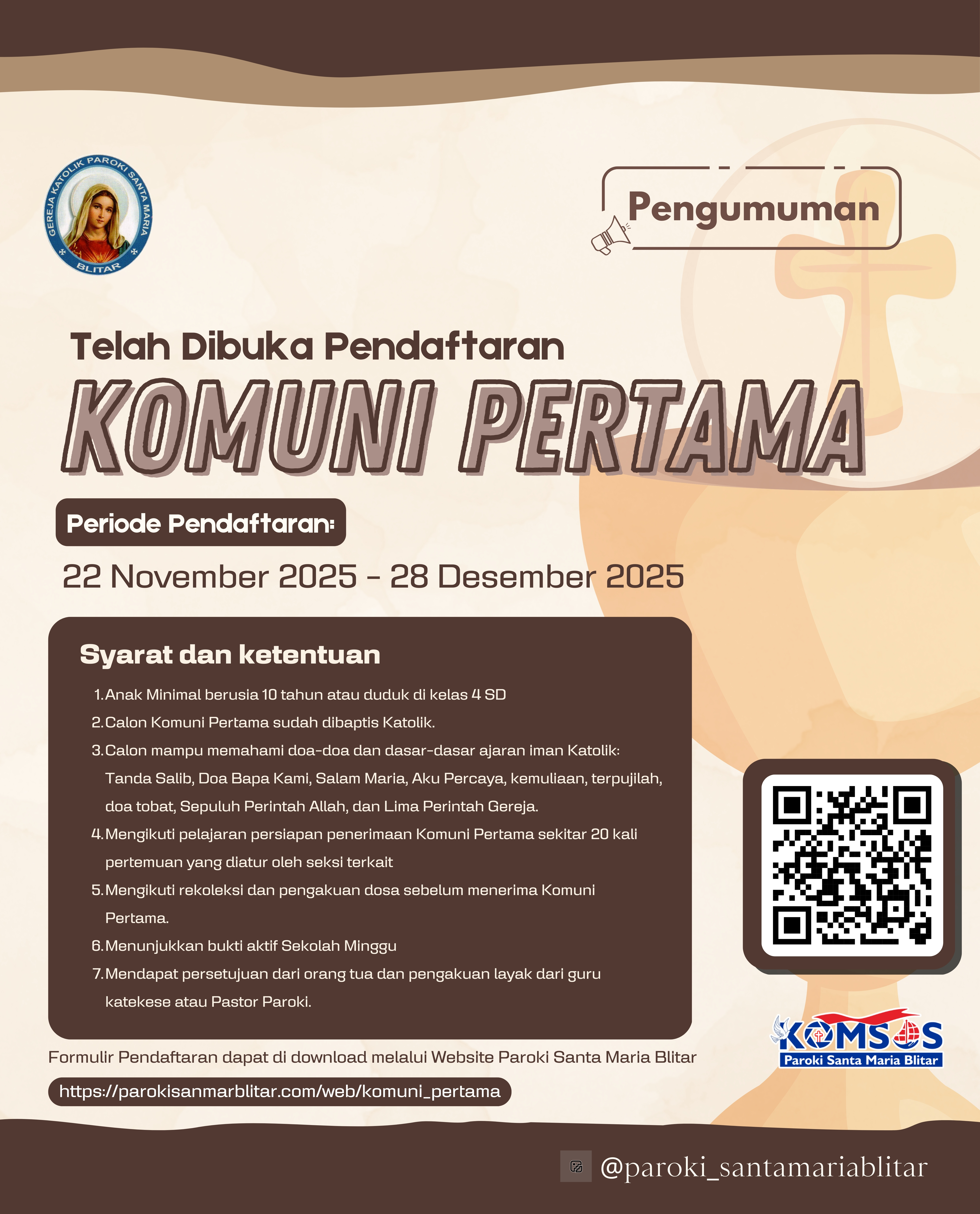 Pendaftaran Komuni Pertama